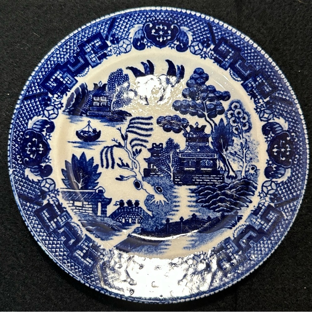Three Vintage Blue Willow Bread and Butter Plates JAPAN
